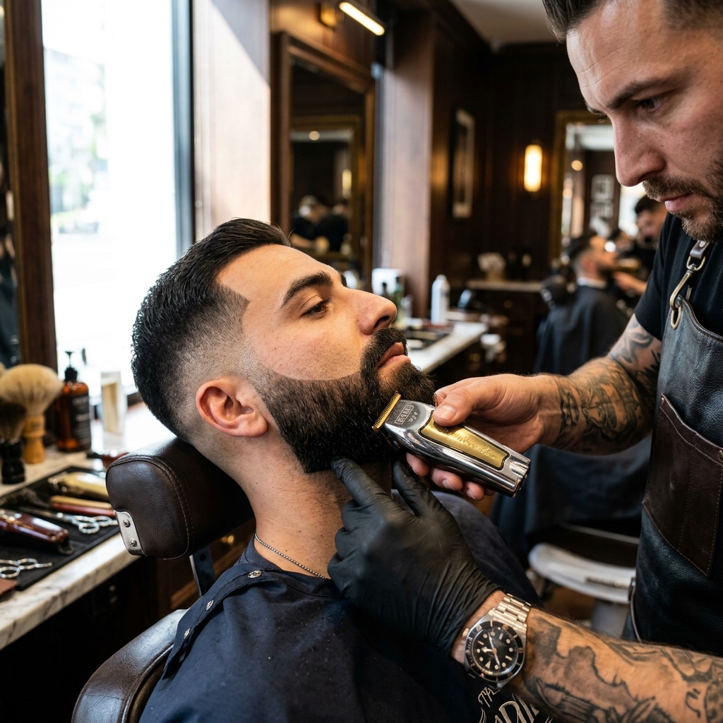Barba esculpida com navalha