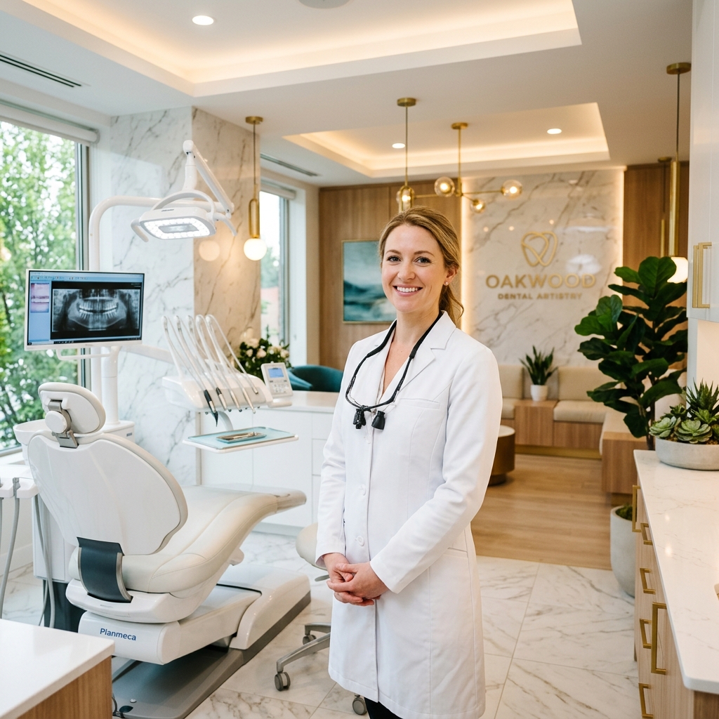 Interior moderno da Clínica Odontologia Premium com equipamentos de última geração